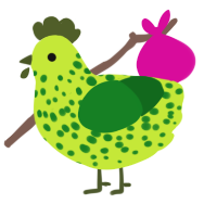(unnamed), a lime and leaf chicken with a speckle pattern