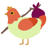 A apple and vermilion chicken with a head pattern