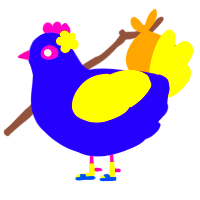 Sugar Pool, a indigo and yellow chicken