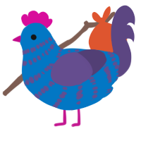 flat bouba wednesday, a sapphire and overcast chicken with a bar pattern