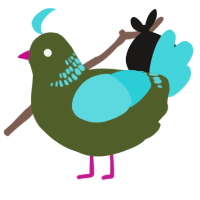 (unnamed), a olive and aqua chicken with a neck-band pattern