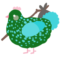 (unnamed), a leaf and aqua chicken with a speckle pattern
