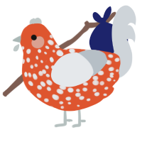 Piranha Plant, a vermilion and mist chicken with a speckle pattern