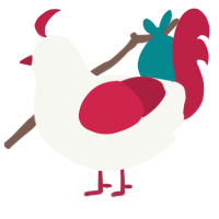 New Blood, a white and crimson chicken