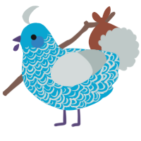 side eye, a cerulean and silver chicken with a double-lace pattern