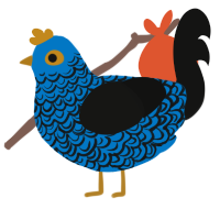 Nutrient Enriched, a sapphire and black chicken with a double-lace pattern