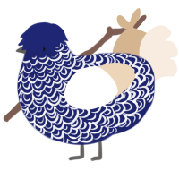 (unnamed), a navy and cream chicken with a double-lace pattern