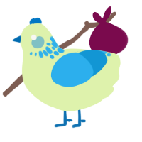 glub, a apple and sky chicken with a neck-speckle pattern