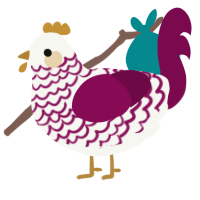hubert jr, a white and wine chicken with a lace pattern