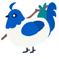 KaiMiku Baby, a white and ultramarine chicken with a head pattern