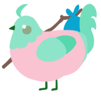 colorful x melody, a rose and mint chicken with a head pattern