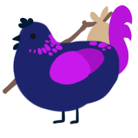 Lactaria, a navy and amethyst chicken with a neck-speckle pattern