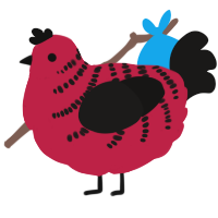 Cuttin, a crimson and sable chicken with a half-bar pattern