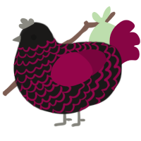 Dark berry, a sable and maroon chicken with a lace pattern
