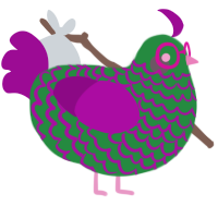 Nite, a viridian and plum chicken with a lace pattern