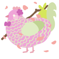 Anthe, a lavender and gluppy chicken with a lace pattern