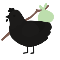 Death, a sable chicken with a head pattern
