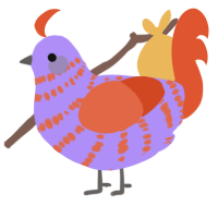 350, a lilac and vermilion chicken with a bar pattern