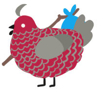 Daemonophobia, a crimson and ash chicken with a lace pattern