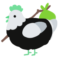 Danny Phantom, a black and mist chicken with a head pattern