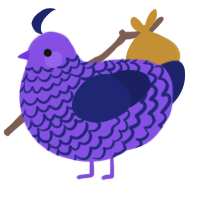 xyx zw, a blurple and navy chicken with a lace pattern