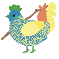 Saltwater Taffy, a sapphire and yellow chicken with a double-lace pattern