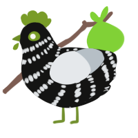 Selby, a black and mist chicken with a bar pattern