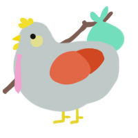 Reigen Arataka, a silver and vermilion chicken