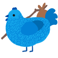 Splash, a sky and sapphire chicken with a double-lace pattern