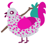 yam, a mist and fuchsia chicken with a speckle pattern