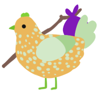 (unnamed), a honey and gluppy chicken with a speckle pattern