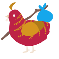 (unnamed), a crimson and ochre chicken with a half-bar pattern