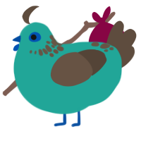 (unnamed), a turquoise and bark chicken with a neck-speckle pattern