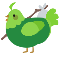 A viridian and grass chicken with a head pattern