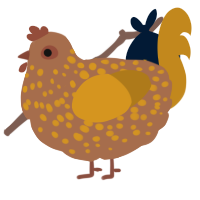 falafel, a brown and ochre chicken with a speckle pattern