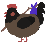 WIP, a bark and sable chicken with a head pattern