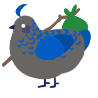 Trene, a grey and ultramarine chicken with a half-lace pattern