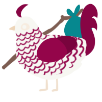 A4, a white and maroon chicken with a lace pattern