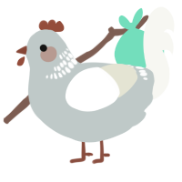 Clover Orphan, a silver and white chicken with a neck-band pattern