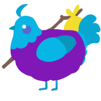 Lifeguard, a violet and cerulean chicken with a head pattern