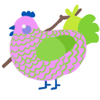 ill patrick star, a lavender and grass chicken with a lace pattern