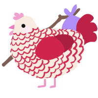 Rosey, a cream and crimson chicken with a lace pattern