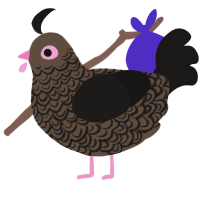 darkstrawb Chocolate, a bark and sable chicken with a double-lace pattern