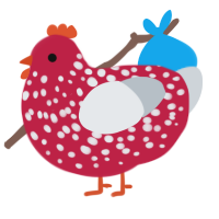shroom, a crimson and mist chicken with a speckle pattern