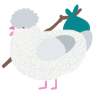 Misty, a white and mist chicken with a double-lace pattern