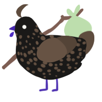Black tea, a sable and bark chicken with a speckle pattern