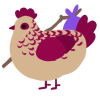 bald, a beige and maroon chicken with a half-lace pattern