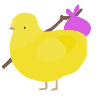 SQU3AKY TOY, a yellow chicken with a head pattern