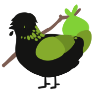 triplethree, a black and chartreuse chicken with a neck-speckle pattern