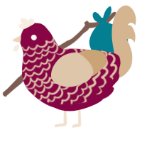 Pbj, a maroon and beige chicken with a lace pattern